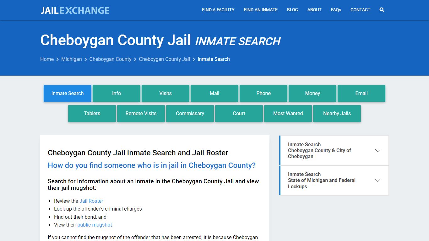 Inmate Search: Roster & Mugshots - Cheboygan County Jail, MI